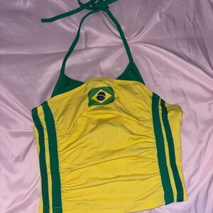 SHEIN Yellow and Green Striped Top